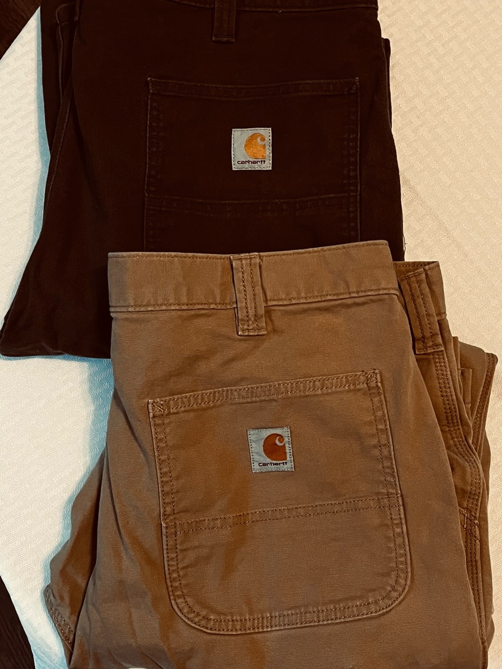 2 Pair Carhartt Men’s 38x34 Work Pants Brown Tan Carpenter Utility Workwear